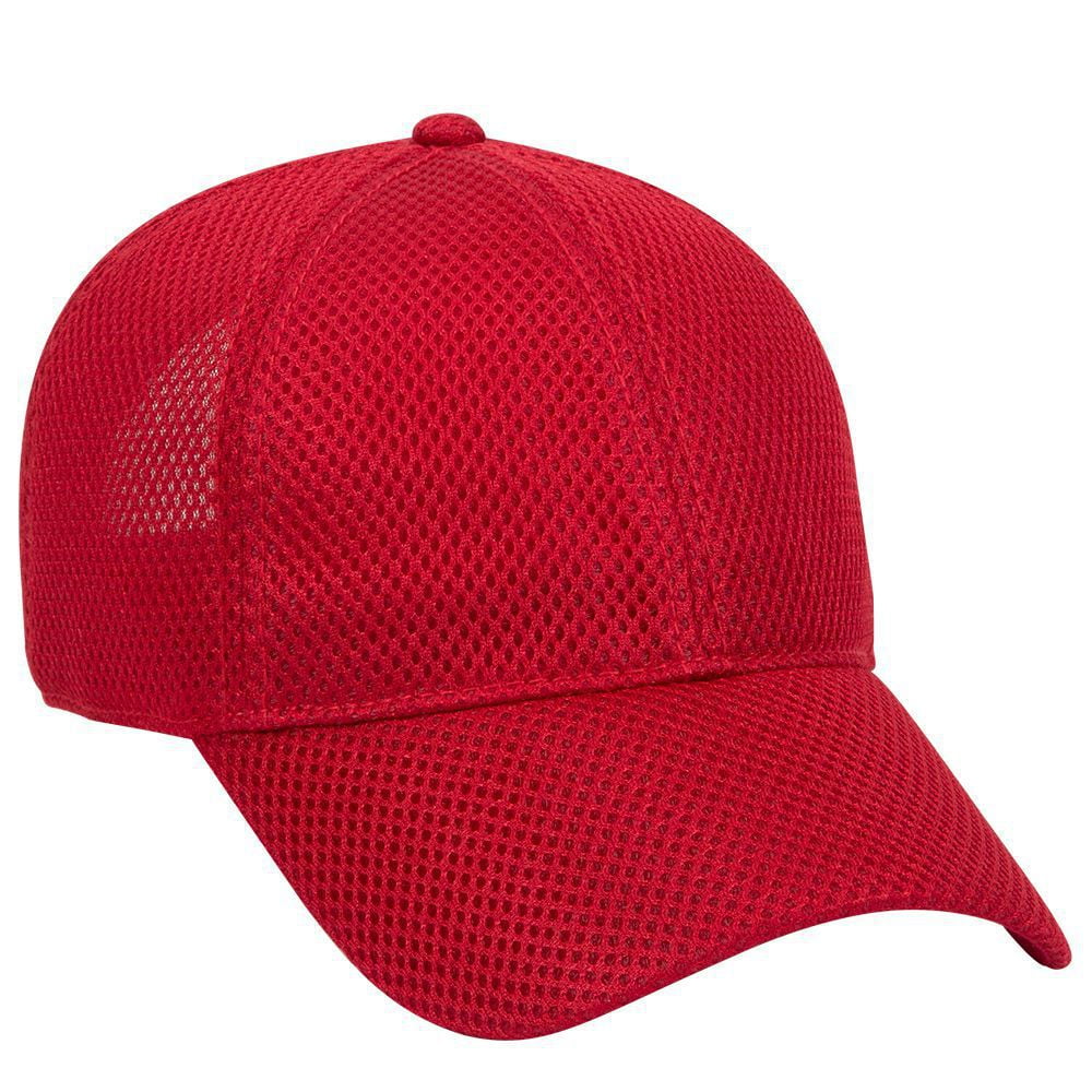 OTTO Polyester Air Mesh 6 Panel Low Profile Baseball Cap Red