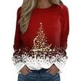 thumbnail image 3 of Fiaer Christmas Sweatshirts Women Xmas Tree Snowflake Graphic Long Sleeve Pullovers Oversized Crew Neck Holiday Merry Tops XL, 3 of 5