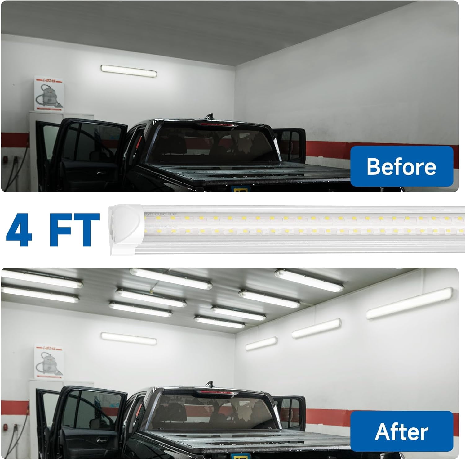 SHINESTAR 4FT Led Shop Lights, 40W 5000LM, 5000K Bright Light, Energy-Saving, Linkable T8 Light Tube Integrated Fixture for Workshop Garage Basement, 20 Pack