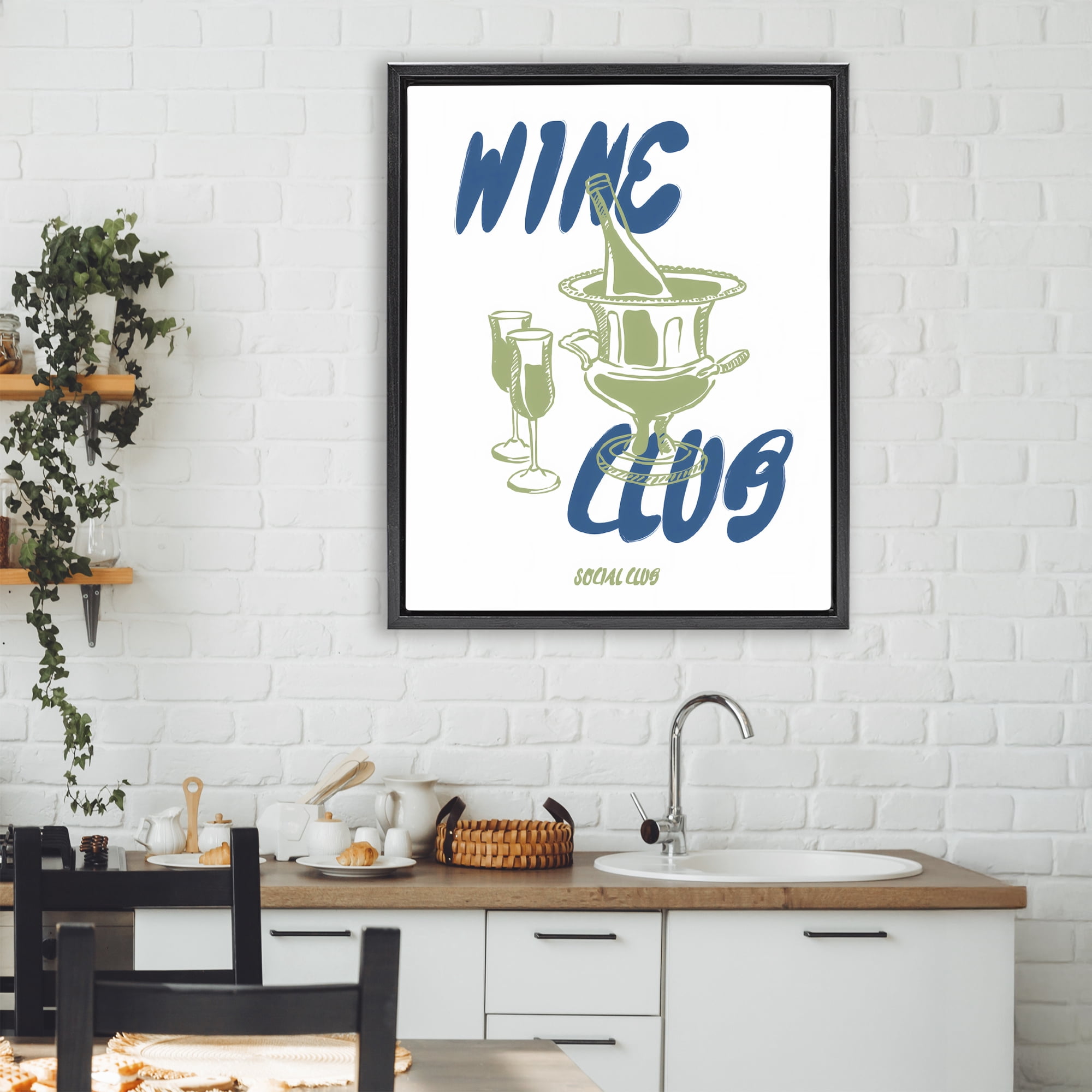 Stupell Industries Wine Club Social Evening Toast Black Framed Floater Canvas Wall Art, design by The Prints Vibe