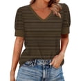 thumbnail image 2 of Neewe Women's Puff Short Sleeve T Shirt Spring Summer Tops Trendy Business Causal Outfits Work Blouses Clothes Polka Dots Striped, 2 of 5