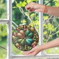 thumbnail image 6 of Gold Mint Jewel Clover Suncatcher Stained Glass Style UV Printed Glass Irish Door Decor Round, 6 of 8