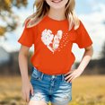 thumbnail image 2 of Bainana Graphic Tee For Girls Toddler Cartoon Print Short Sleeve Crew Neck Shirt Cute Casual Little Girls Summer School Holiday Daily Wear Orange Size 3-4 Years, 2 of 4