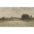 thumbnail image 2 of Johannes Gijsbert Vogel 14x10 Black Ornate Wood Framed Double Matted Museum Art Print Titled: River Face Near Sliedrecht with Sailing Ship (1871), 2 of 5
