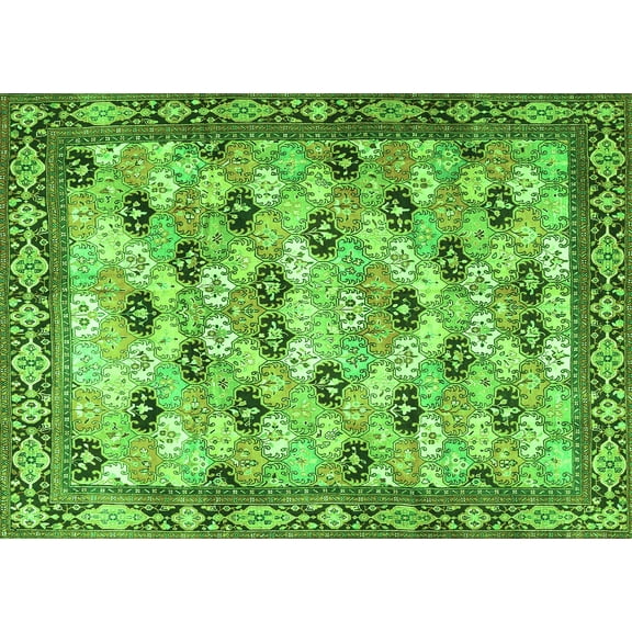 Ahgly Company Indoor Rectangle Persian Green Traditional Area Rugs, 5' x 7'