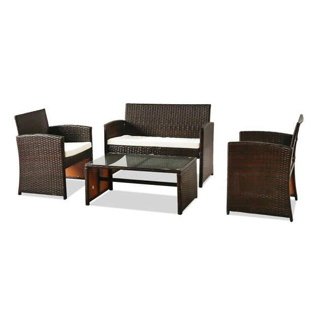Promotion Clearance Outdoor 4 Pieces Patio Furniture Sets Rattan Chair Wicker Set Indoor Use Backyard Porch Garden Poolside Balcony Brown Com Promotion Clearance Outdoor 4 Pieces, Indoor Wicker Furniture Clearance