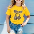 thumbnail image 2 of JAJAHO Girls Graphic Tee Shirt Short Sleeve Round Neck Casual Cute Summer Top With Leopard Cherry Print Tshirts For Kids 3-13 Years Trendy Tops, 2 of 4