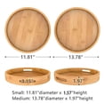 thumbnail image 5 of Round Serving Tray with Handles - Wooden Bamboo Circle Tray for Coffee Table, Food, Ottoman 11.81 Inch X 1.57 Inch, 5 of 5