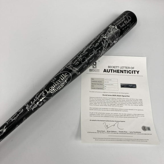 Beautiful World Series MVP's Multi Signed Baseball Bat 40 Sigs Beckett COA