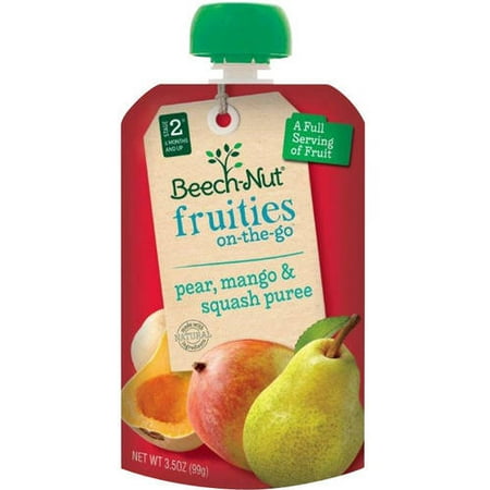 Beech-Nut Fruities on-the-Go Pear, Mango & Squash Puree Baby Food, 3.5 oz, (Pack of 12)