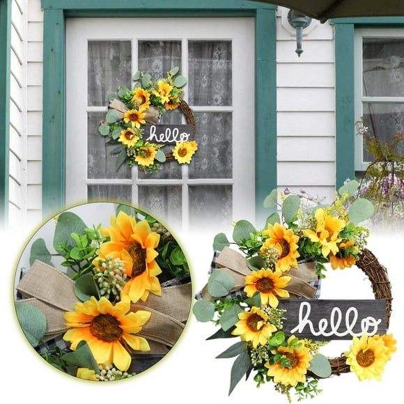 Noehoiugi Wreath Simulation Sunflower Wreath Door Hanging Home Holiday Decoration Wreath Simulation Flower Wreath Decoration For Spring And Summer