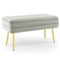thumbnail image 1 of Gymax Velvet Upholstered Storage Bench Bedroom Ottoman Bench w/ Removable Top Grey, 1 of 10