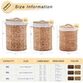 thumbnail image 3 of Casa Pura Furniture Handwoven Water Hyacinth Laundry Hamper with Lid, 60L Wicker Storage Basket with Handles for Home Organization, Bedroom Bathroom Use, 3 of 8
