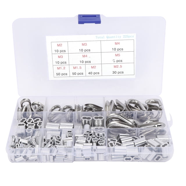 225pcs M1.2 M1.5 M2 M2.5 M3 M4 M5 Crimping Loop Sleeve M2 M3 Wire Rope Thimble
