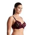 thumbnail image 2 of Curve Muse Women's Plus Size Push Up Add 1 Cup Underwire Perfect Shape Lace Bras-2Pk-Black/Red,Black/Silver-44D, 2 of 6