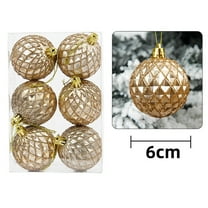 PEIBang Shatterproof Christmas Ball Ornaments 6-Pack,2.36 Inch Matte Champagne Baubles for Tree Decor