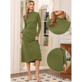 thumbnail image 2 of DARING DIVA Sweater Turtleneck Long Sleeve Ribbed Knit Maxi Dress XL Avocado Green, 2 of 6