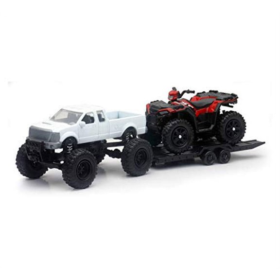 New Ray Toys Black/Red/White Die-Cast Replica Pickup with Polaris Mini Spor