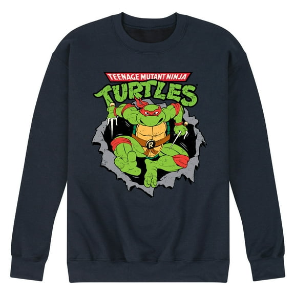 Teenage Mutant Ninja Turtles - Raphael Breaking Through Shirt - Men's Crew Neck Fleece Pullover
