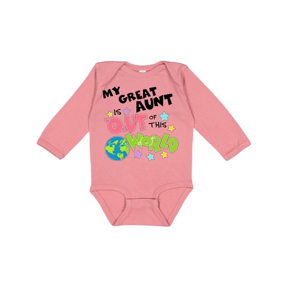 Inktastic My Great Aunt is out of This World Boys or Girls Long Sleeve Baby Bodysuit