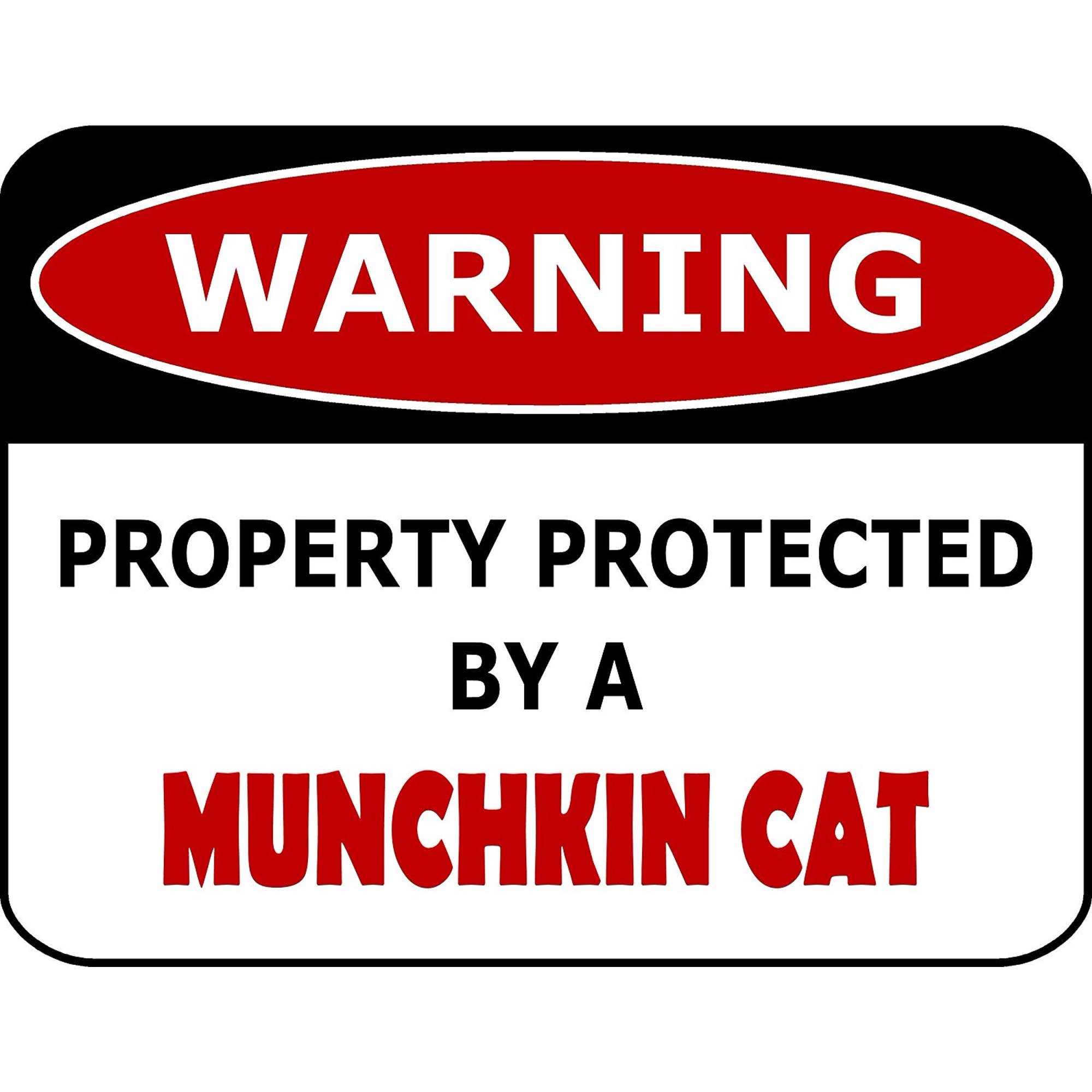 PCSCP Warning Property Protected by A Munchkin Cat 11 inch by 9.5 inch Laminated Funny Sign