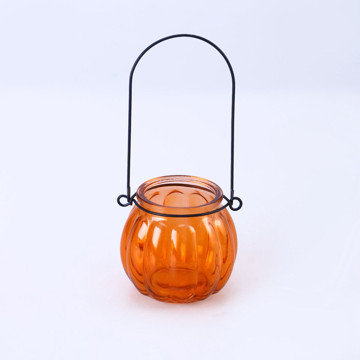 Vintage Pumpkin Glass Candle Holders Hanging Crystal Tealight Candle