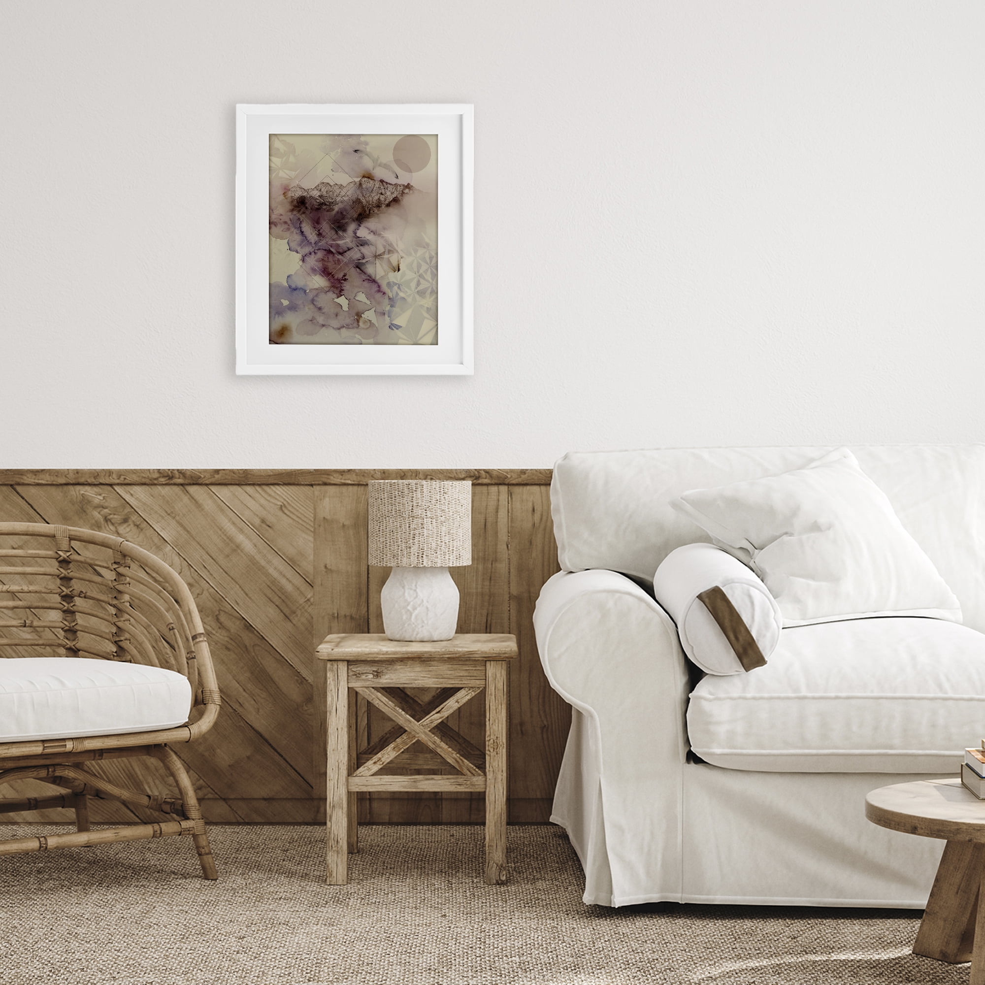 Stupell Industries Dust Abstract with Geometrics White Framed Print Under Glass, design by Gemma Bardot