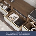 thumbnail image 4 of BELLEZE 70" Modern TV Stand for TV up to 70", Home Entertainment Center with Open Shelves and Drawers, Media Console Table, Wood Storage Cabinet for Living Room, Bedroom - Broadway (White), 4 of 7