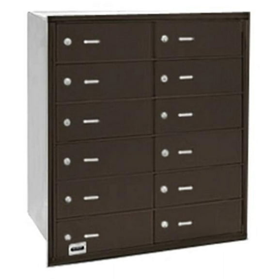 4B  Horizontal Mailbox - 12 B Doors - Bronze - Rear Loading - USPS Access