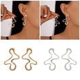 thumbnail image 2 of Fashion Forward Geometric Metal Earrings With Irregular Cutouts Women Jewelry Gift, 2 of 17