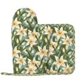 thumbnail image 2 of Sikiie Lilies Flowers Oven Mitts and Pot Holders Set, Kitchen Oven Glove High Heat Resistant with Non-Slip Silicone Surface for Cooking, 2 of 7