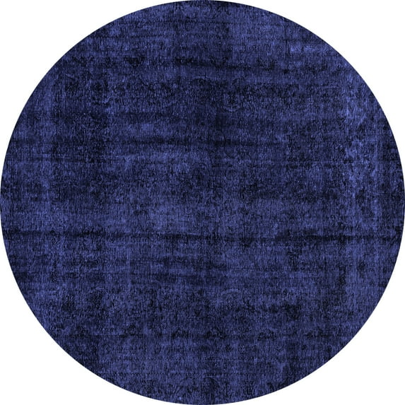 Ahgly Company Machine Washable Indoor Round Abstract Blue Modern Area Rugs, 6' Round