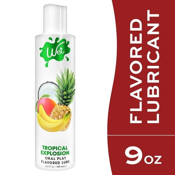 Wet Flavored Water-Based Lube, Luxury Edible Personal Lubricant, Tropical Explosion, 9.0 fl oz