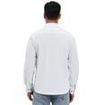 thumbnail image 3 of INSPIRE CHIC Men's Stand Collar Long Sleeves Button Down Solid Color Linen Business Shirt M White, 3 of 6