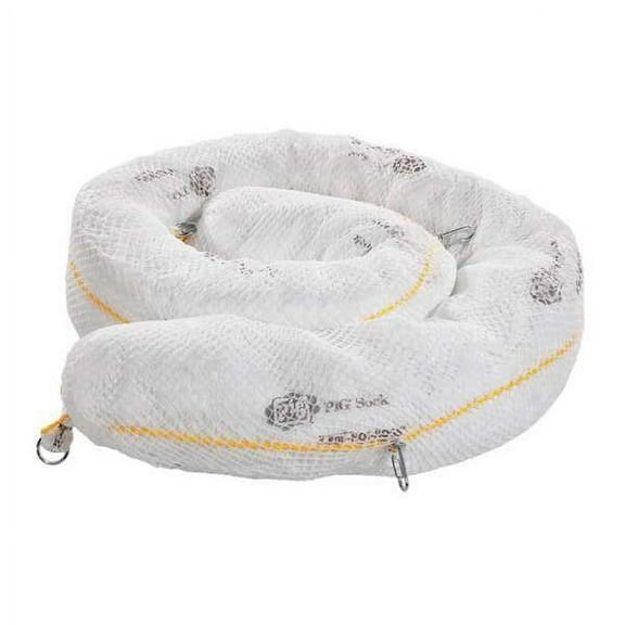 Pig Sorbent Boom, 48 gal, 8 in x 10 ft, Oil, White, 4 PK BOM304