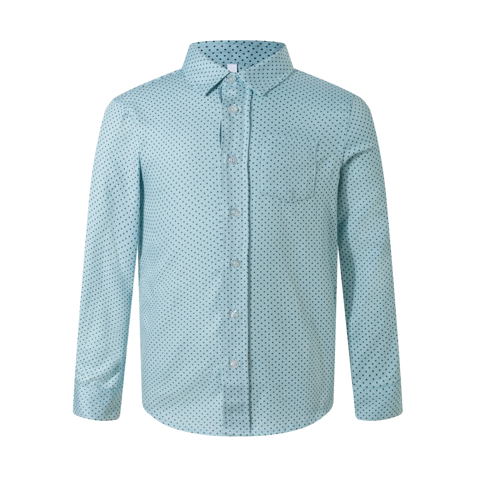 light blue polka dot shirt