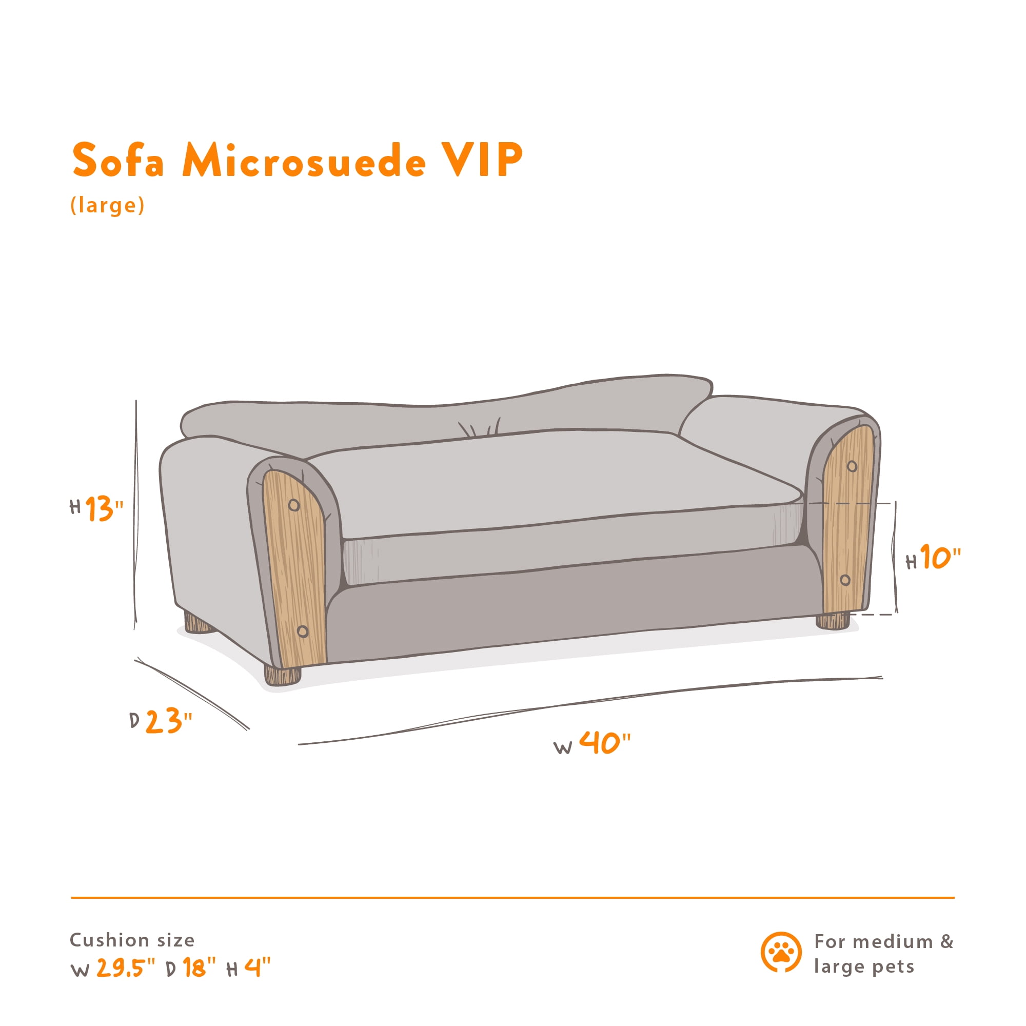 Moots VIP Microsuede Oak Couch Dog Bed, Charcoal, Large