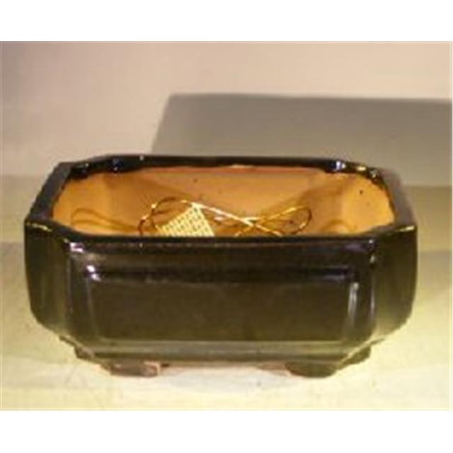 Ceramic Bonsai Pot, Black - Rectangle