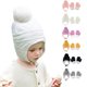 thumbnail image 2 of Gorro con orejeras de Color sólido para bebé, conjunto de guantes, gorros con bolas de piel, Kit de manoplas, gorro de punto para niño pequeño, invierno cálido, 2 of 5