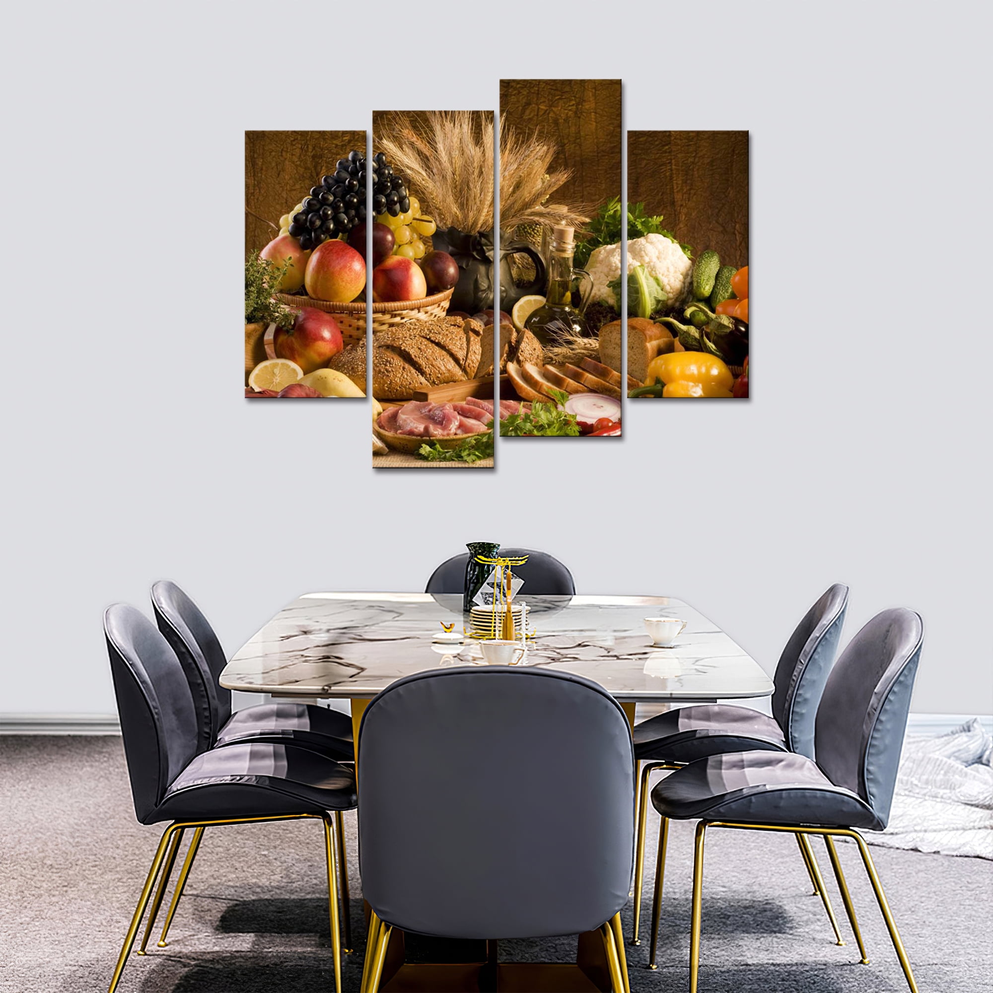 4 Panel Fruit Wall Art Painting Food Kitchen Picture Print On Canvas For Home Decor