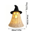 thumbnail image 4 of Halloween Decor Indoor, Wicker Ghost Decor with Witch Hat Lamp Shade, 16" Rustic Rattan Style Lantern Centerpiece for Halloween Fall Autumn Thanksgiving Table Mantel Party Home Office Decoration, 4 of 7
