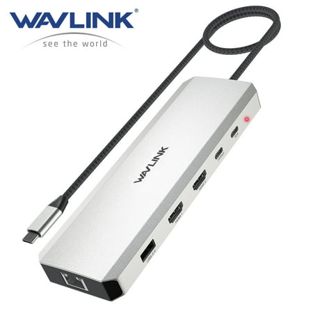 WAVLINK USB Hub 10-in-1 10Gbps USB Dock Station with Dual 4K HDMI/100W Charge/Gigabit RJ45 | Laptops