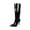 Black, variant on Bkhluea Knee High Stiletto Boots For Women Glossy Patent Faux Leather Straight Plain Shaft Pointed Toe Thin Stiletto Heel Slip On Tall Boot Footwear