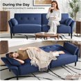 thumbnail image 5 of CGDYCF 89'' Convertible Futon Sofa Bed with Adjustable Backrest & Armrests, Linen Sleeper Couch with 2 Pillows, Modern Loveseat for Living Room, Blue-Linen, 5 of 9