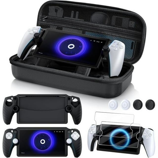 8 In 1 Accessory Bundle For PlayStation Portal - Includes EVA Carrying Case, Silicone Protective Cover, 2 Screen Protectors, And 4 Thumb Grips, Compatible With PS5 Portal Console