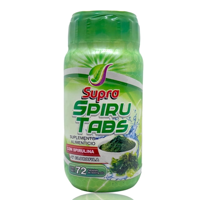 Spiru Tabs Supra Natura Spirulina y Clorofila 72 tabletas 500 mg