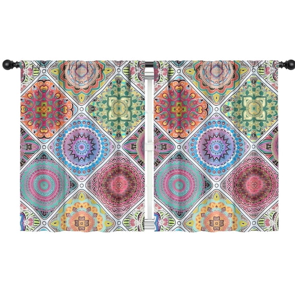 Blackout Kids Curtains,Multicolor Ethnic Mandala Pattern Childrens Insulated Curtains Set Of 2,Bedroom Essentials,Toddler Room Decor 42x54in(106x137cm)