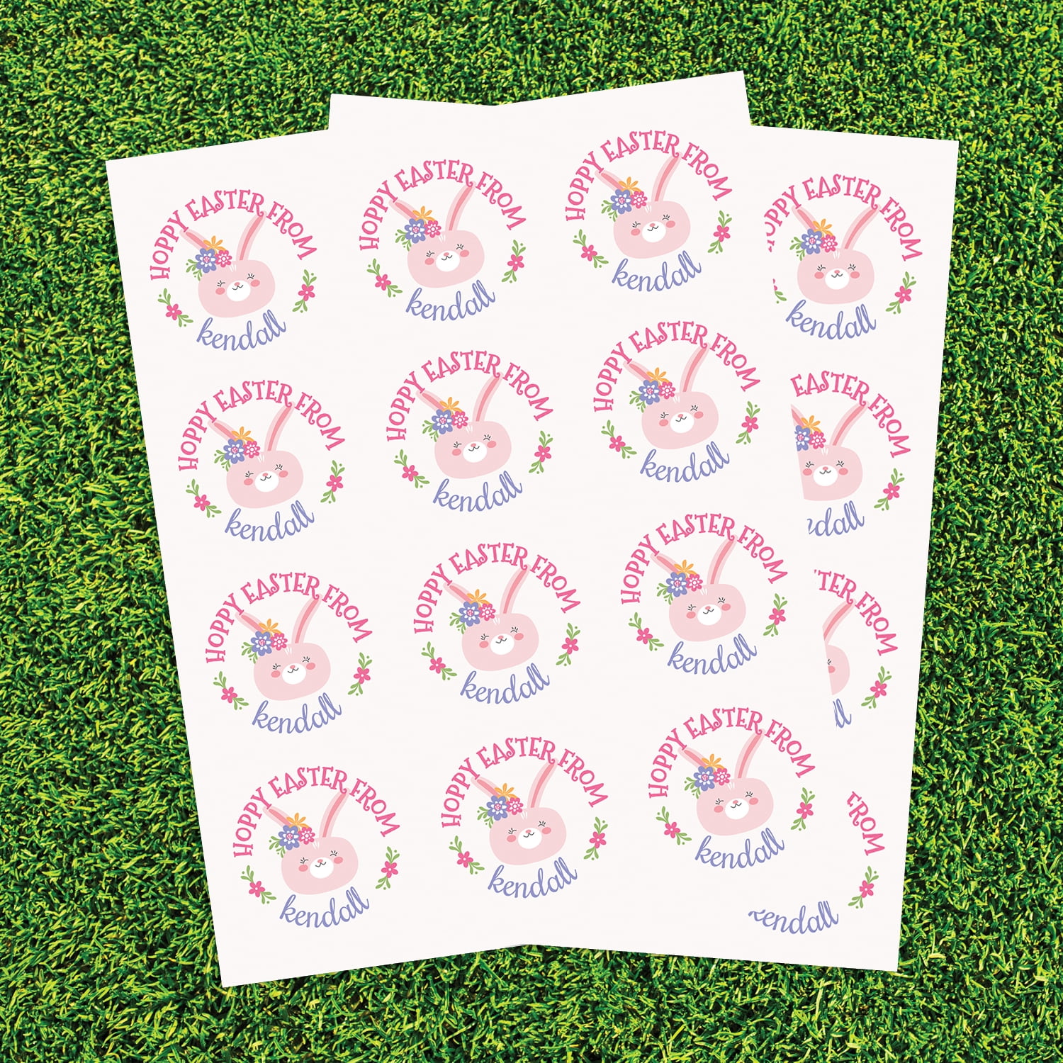 Personalized Easter Stickers and Treat Bag Set for Girls with Custom Printed Name, 24-pack