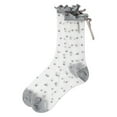 thumbnail image 6 of MeMoi Women's Polka Dot Bow-Cuff Sheer Crew Sock - Womens - Female, 9-11, Med Gray Heather, 6 of 6