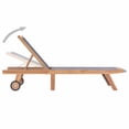 thumbnail image 2 of vidaXL Folding Sun Lounger with Wheels Solid Teak and Textilene, 2 of 9